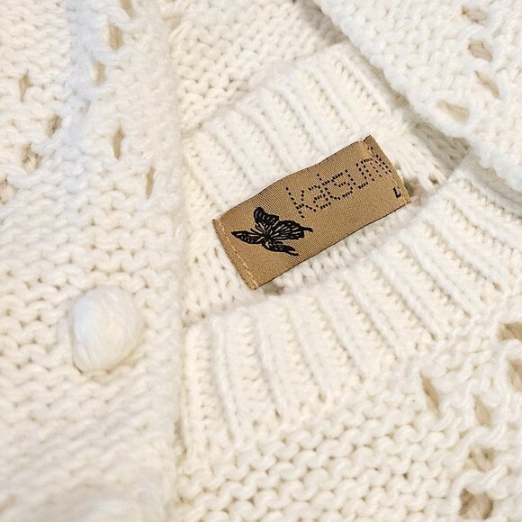 KATSUMI, Ivory open knit 3/4 sleeve sweater - Picture 12 of 12